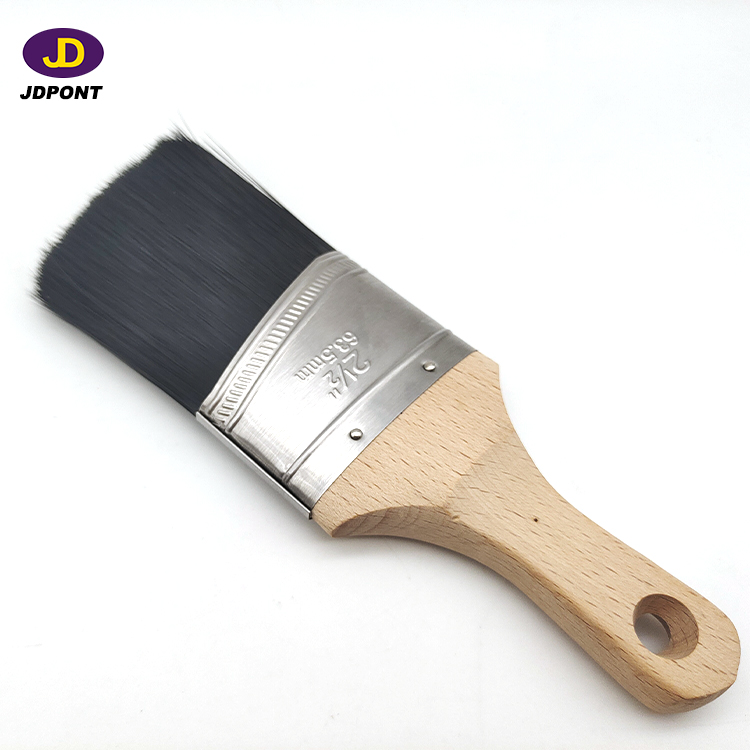 Waterborne paint brush with black wooden handle