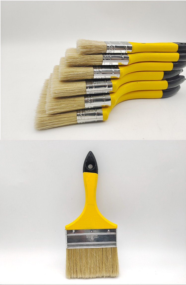 Yellow wooden handle bristle filament paintbrush for most of the paint(图3)